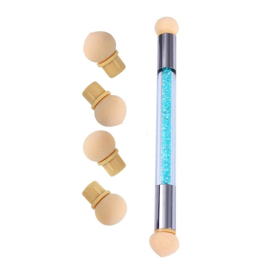 Gradient Sponges Nail Art Brush Set with 4 Heads for Acrylic Gel Glitter Powder