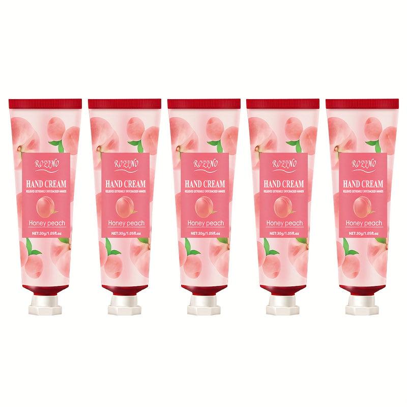 5 Pcs Honey Peach Hand Cream for Dry Skin - Deeply Moisturizing Hand Lotion