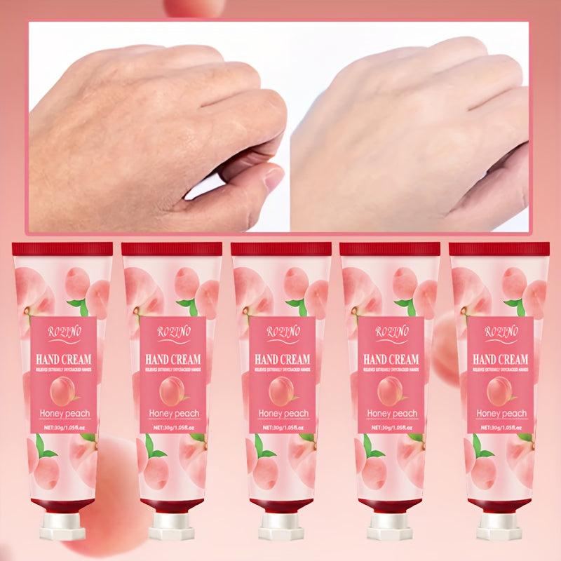 5 Pcs Honey Peach Hand Cream for Dry Skin - Deeply Moisturizing Hand Lotion