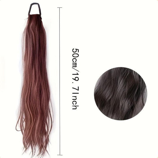 Long Synthetic Ponytail And Rubber Band Wrapped Ponytail