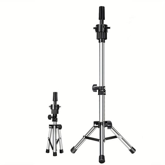 Mini Adjustable Wig Stand Tripod Hairdresser Table Training Head Stand