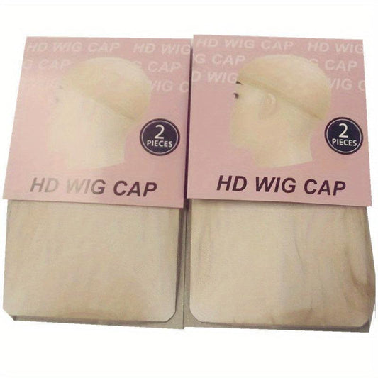 2pcs Ultra Thin HD Wig Cap Stretchy Nylon Mesh Stocking Cap