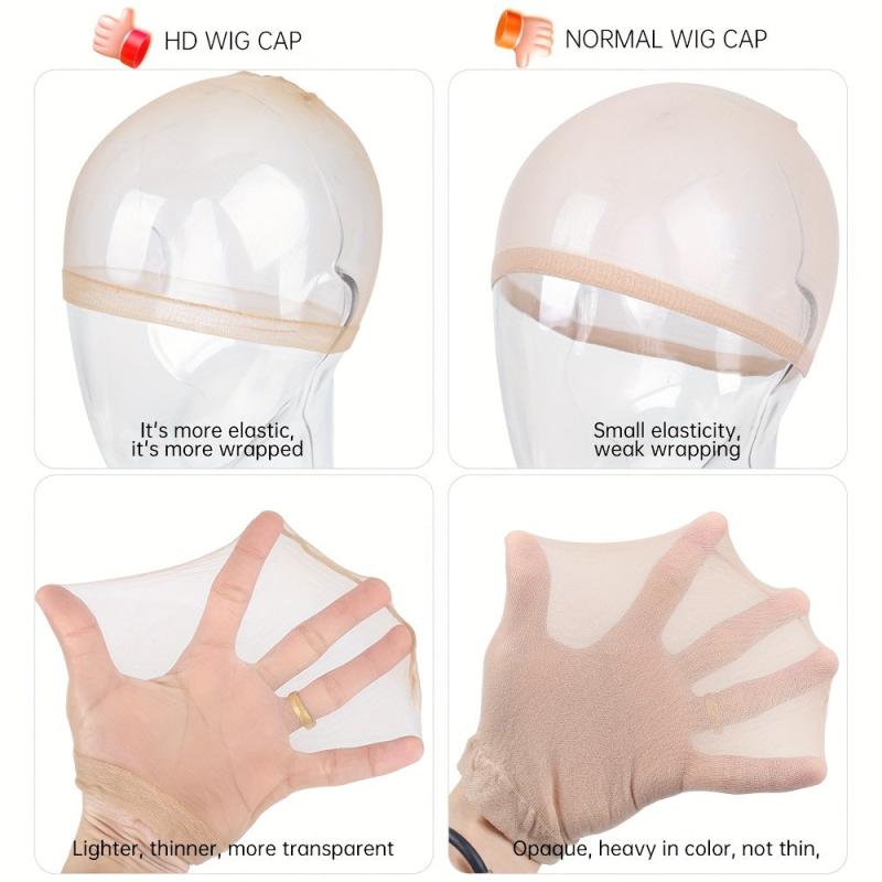 2pcs Ultra Thin HD Wig Cap Stretchy Nylon Mesh Stocking Cap