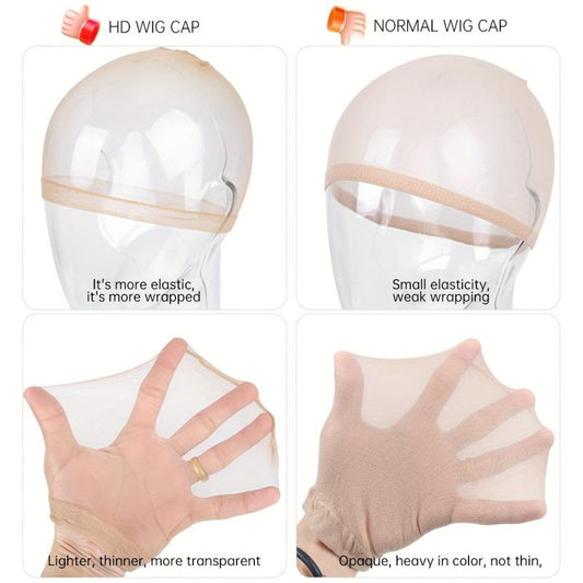2pcs Ultra Thin HD Wig Cap Stretchy Nylon Mesh Stocking Cap