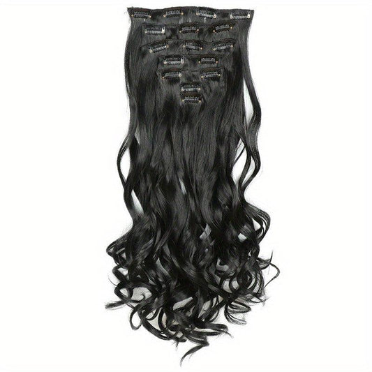 7pcs Clip In Curly Wavy Hair Extensions 55-88 Cm 16 Clips Synthetic Hairpieces