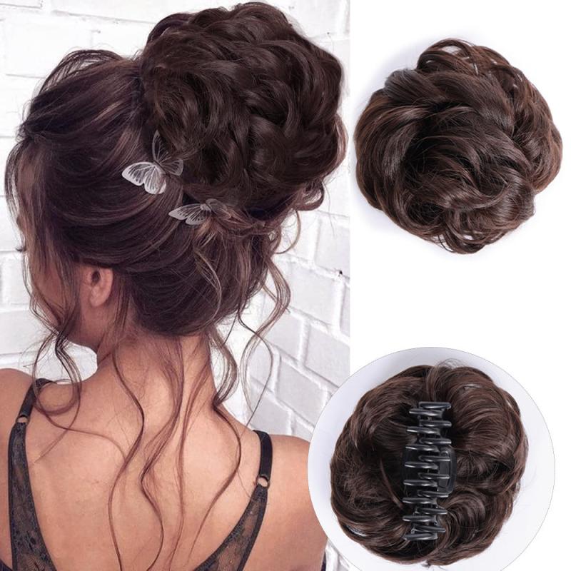 Messy Curly Claw Clip Hair Bun Synthetic Hair Extension