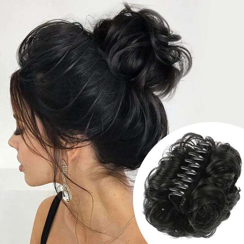 Messy Curly Claw Clip Hair Bun Synthetic Hair Extension