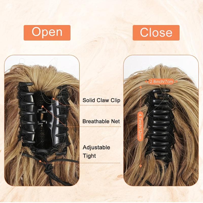 Medium Long Curly Wavy Ponytail Extensions - Clip In Synthetic Hair