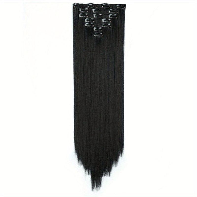 7pcs Straight Hair Extensions Full Head Clip Ins Double Weft Thick Hair 55-88 Cm