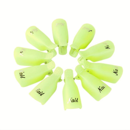 10pcs Nail Art Soak Off Cap Clips Pink Plastic Fingers Remover