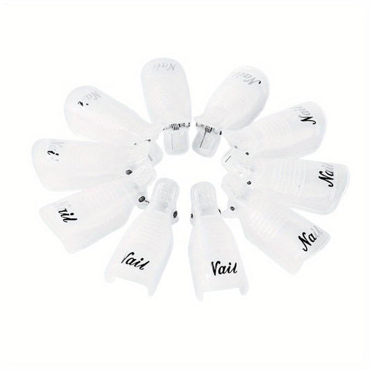 10pcs Nail Art Soak Off Cap Clips Pink Plastic Fingers Remover