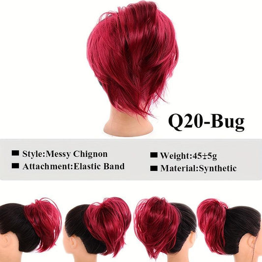 Synthetic Messy Bun Chignon with Elastic Hair Bands for Women Hair Extensions