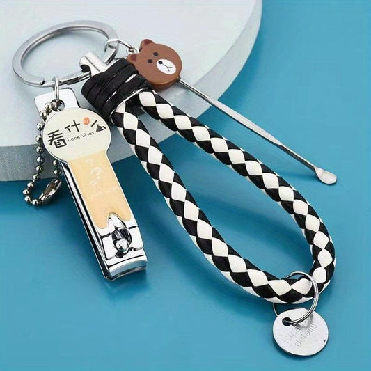 Stainless Steel Nail Clipper Keychain Set with Ear Pick