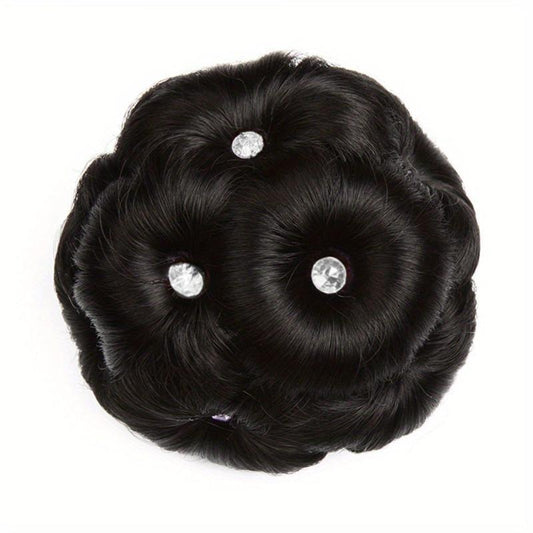 Synthetic Claw Clip In Hair Bun Nine Flower Chignon Updo Donut Hairpiece