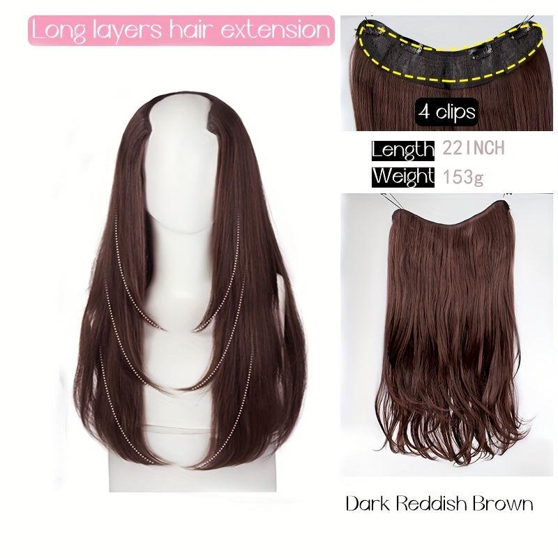55-88 cm V-Shaped Long Straight Hair Extensions for Women Girls
