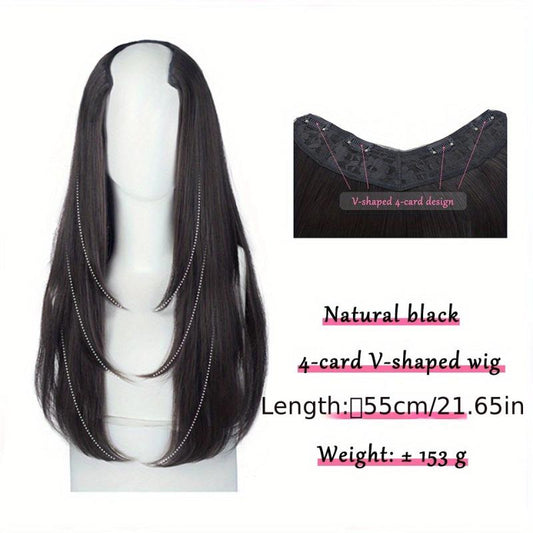 55-88 cm V-Shaped Long Straight Hair Extensions for Women Girls