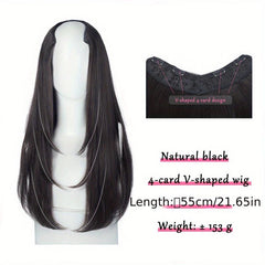 55-88 cm V-Shaped Long Straight Hair Extensions for Women Girls