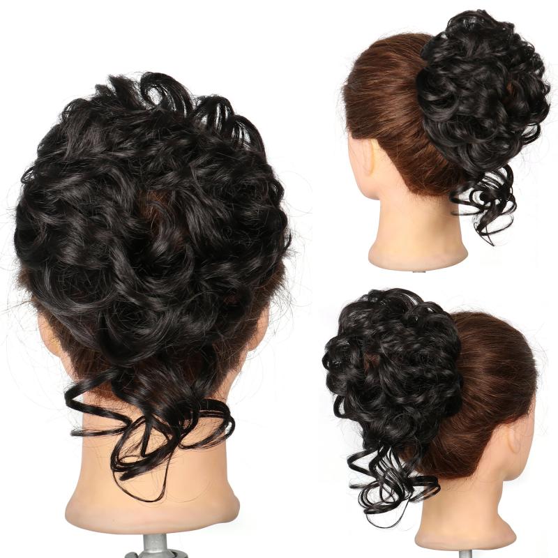 Synthetic Curly Wavy Messy Bun Hair Piece Scrunchies Updo Extensions