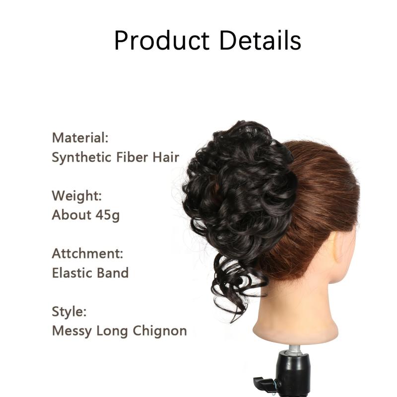 Synthetic Curly Wavy Messy Bun Hair Piece Scrunchies Updo Extensions