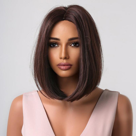 Ginger Short Bob Straight Synthetic Bangs Wig