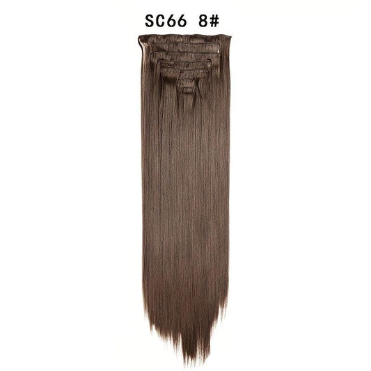 7pcs 55 Long Straight Clip In Hair Pieces Synthetic Hair Extensions For Women