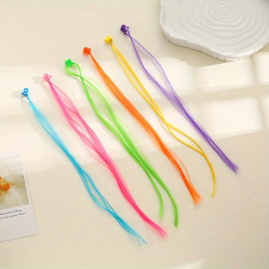 Colorful Hair Claw Clip Hair Extensions for Toddler Girls Party Wig Decor