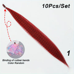 Colorful Feather Hair Extension 10 Pack Set High Temperature Fiber