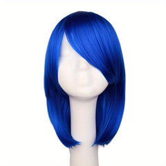 Short Pink Bob Wig Synthetic With Bangs