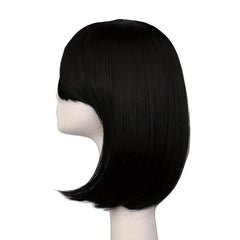 Short Pink Bob Wig Synthetic With Bangs