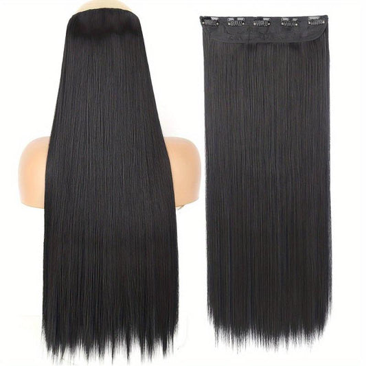 28 cm Synthetic Hair Clip-In Extensions High Temp Fiber Brown Wig