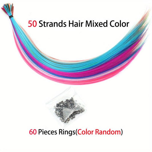 I Tip Synthetic Rainbow Hair Extensions DIY Hair Accessory 40