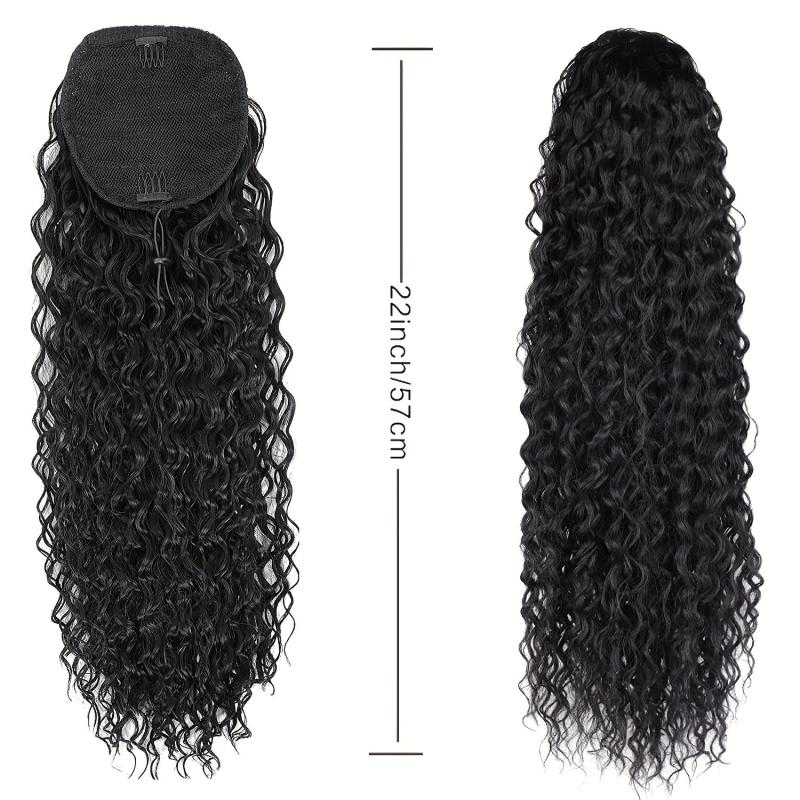 Curly Wave Ponytail Extension 60-96 cm Drawstring Natural Wave Shaped Wig
