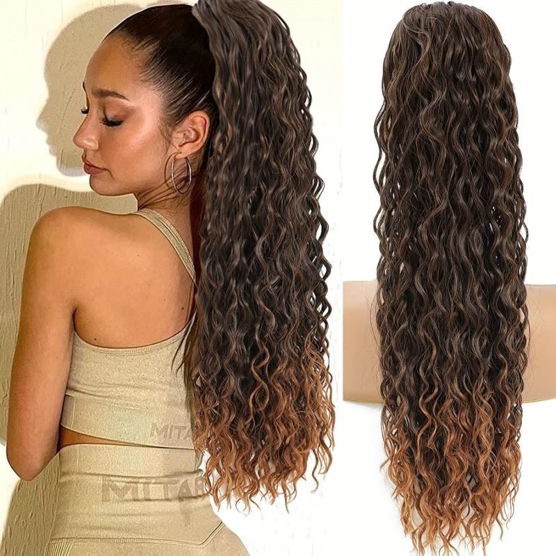 Curly Wave Ponytail Extension 60-96 cm Drawstring Natural Wave Shaped Wig