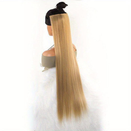 Extra Long Straight Hair Extensions Blonde Brown High Temperature Fiber