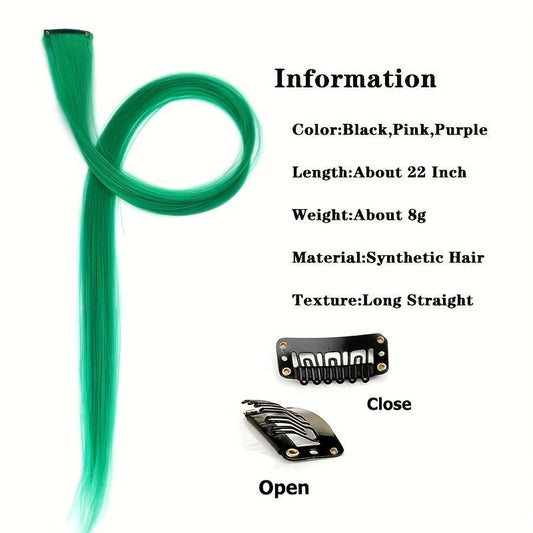 Rainbow Long Straight Hairpieces Colored Clip In Extensions For Women