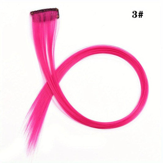 Rainbow Long Straight Hairpieces Colored Clip In Extensions For Women