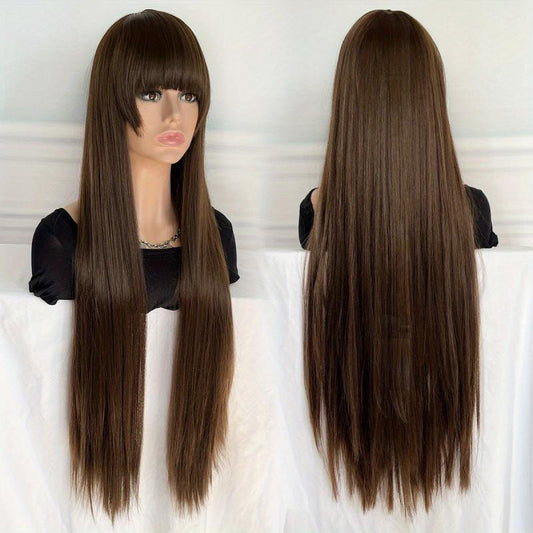 101 6 cm Long Straight Hair Wigs Synthetic Middle Part Wigs For Women Girls