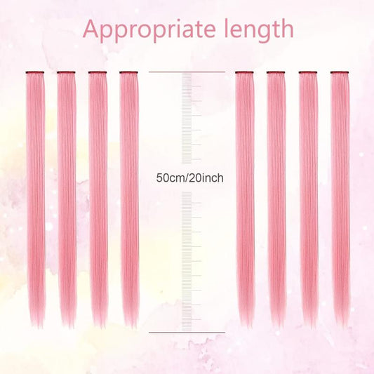 2 Pcs Colored Hair Extensions Clip Straight Party Highlights Colorful