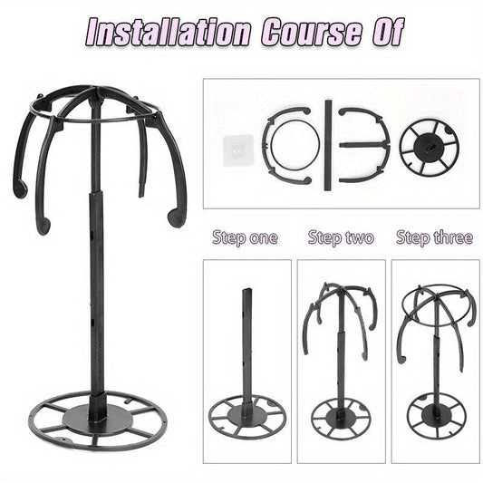 Wall Mounted Wig Head Stand Holder Portable Folding Adjustable Wig Stands