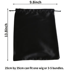 2pcs Large Satin Wig Bags for Hair Storage and Travel Drawstring Pouches