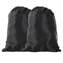 2pcs Large Satin Wig Bags for Hair Storage and Travel Drawstring Pouches