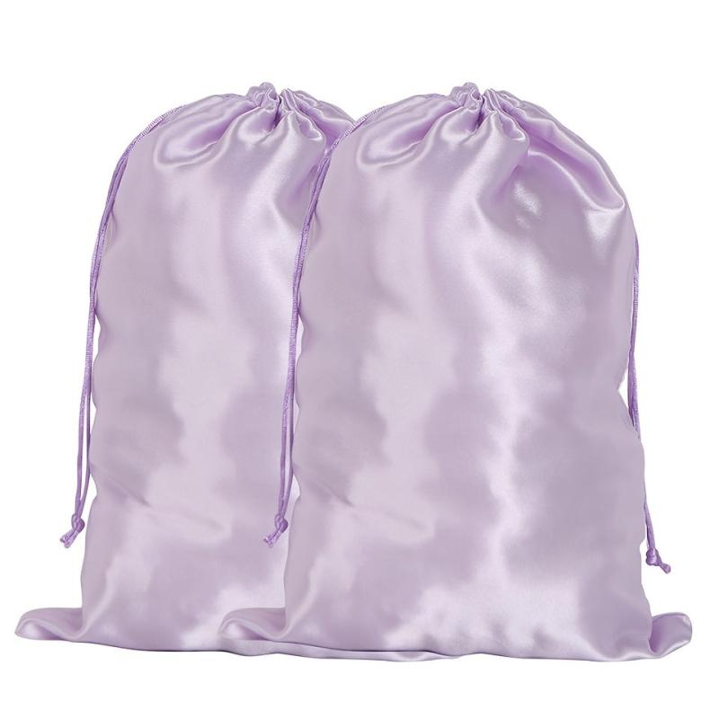 2pcs Large Satin Wig Bags for Hair Storage and Travel Drawstring Pouches