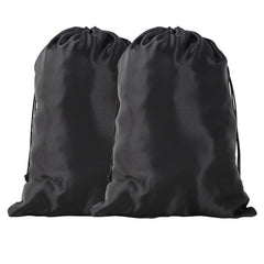 2pcs Large Satin Wig Bags for Hair Storage and Travel Drawstring Pouches