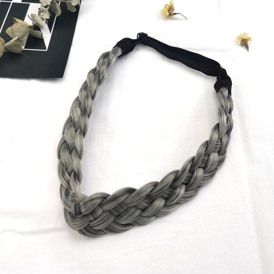 Adjustable Braided Headband Synthetic Hairpiece Wide Brimmed Hair Hoop