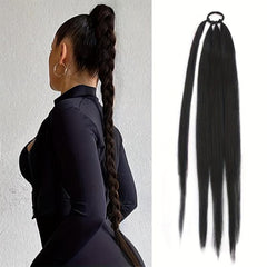 PreStretched Braided Ponytail With Elastic Hair Rope Long Ponytail