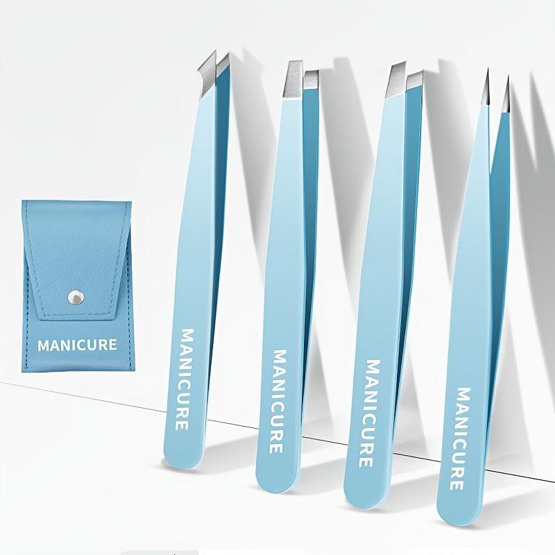 Professional Tweezers Set for Hair Removal with Storage Case