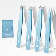 Professional Tweezers Set for Hair Removal with Storage Case