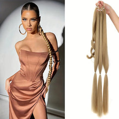 Blonde Braided Ponytail Extension Hairpiece With Hair Tie