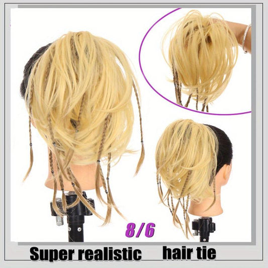 Women's Hair Bun Band Twists Braid Pony Tail Loop Net Red Medium Long