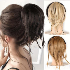 Women's Hair Bun Band Twists Braid Pony Tail Loop Net Red Medium Long